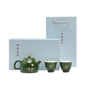 Service à thé vert émeraude, une théière, deux tasses, simple service à thé Kung Fu pour cadeaux d'affaires - Product Image 5