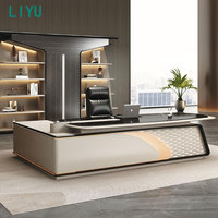 Ensemble de mobilier de bureau moderne de luxe Liyu en MDF convertible, bureau en forme de L pour PDG et directeur, et chaise de bureau de direction