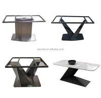 Table à manger de style mid-century avec piétement en métal et pieds de table chromés pour plateau en verre ou en marbre, meubles pour la maison ou les projets hôteliers