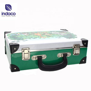 Custom Cartoon Jungle Animal Print Cardboard Suitcase Gift <b>Box</b>, Kids Hard Paper Storage <b>Box</b> With Handle <b>Lock</b> Corner Protector - Product Image 3