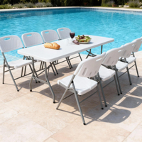 Table pliante rectangulaire en polyéthylène HDPE de 1,8 m, résistante aux chocs, pliable pour les dîners en plein air, les conférences, les fêtes
