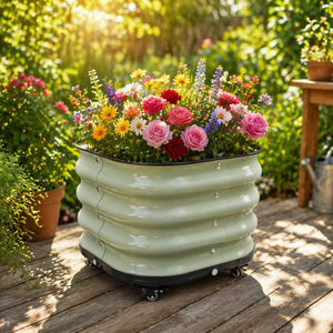 Jardinera Rodante Autoirrigable TOPSTAR, Ecológica y Duradera, Revestimiento de Metal Galvanizado para Jardín <span class=keywords><strong>Elevado</strong></span>, Diseño Clásico, Macetas - Product Image 2