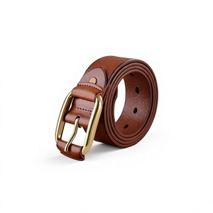 Ceinture pour homme en cuir de vachette, imprimée par transfert thermique, avec boucle carrée en acier, solide, imperméable, légère, écologique, vintage, décontractée, 3,8 cm - Product Image 1