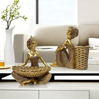 Figurine de rangement en résine dorée de luxe léger, motif exotique, texture tressée, pour décoration de table de salon, cadeau de pendaison de crémaillère