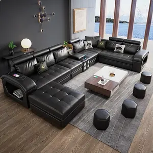 Luxury Leather Cover For Couch 5 Years Quality Guarantee U Shaped Living Room Sofa CEFS010