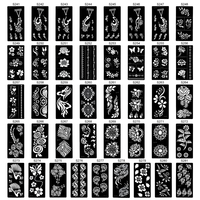 En stock, pochoirs réutilisables en PVC pour tatouages temporaires au henné, pochoirs pour peinture faciale, pochoirs pour art corporel, autocollants pour tatouages au henné