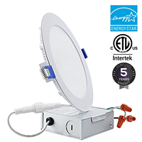 Éclairage encastré LED ultra-mince de 6 pouces avec J-Box 12W Dimmable Downlight 3CCT ETL & Energy Star Listed pour les garages et les cuisines