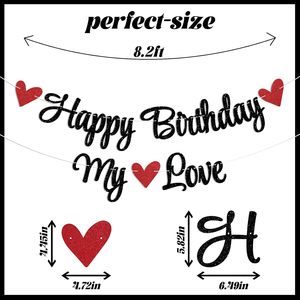 Striscione '<span class=keywords><strong>Buon</strong></span> <span class=keywords><strong>Compleanno</strong></span> Amore' - Striscione '<span class=keywords><strong>Buon</strong></span> <span class=keywords><strong>Compleanno</strong></span> per il <span class=keywords><strong>Mio</strong></span> Amante Preferito' per Mariti, Padri, Madri, Amici, Nero Glitterato - Product Image 2