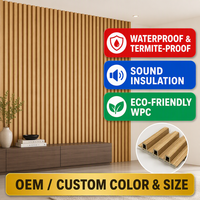 Panneaux muraux décoratifs creux en PVC à grain de bois OEM, revêtement mural 3D cannelé en WPC pour bureaux