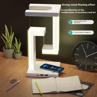 Veilleuse à chargement sans fil personnalisée en lévitation, contrôle tactile, lampe d'ambiance LED à intensité variable avec chargeur de téléphone pour lampe de bureau pour chambre à coucher