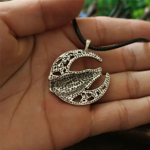 Collier en cordon avec pendentif lune et loup hurlant, collier unisexe avec pendentif loup pour homme - Product Image 3