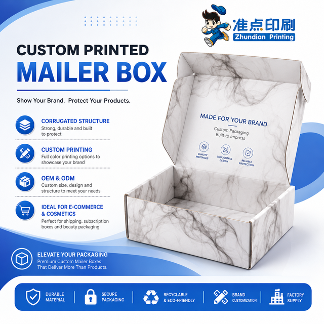 Custom Printed Mailer Box for Packaging Needs Eco Friendly Corrugated Boxes With Logo Printing