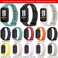 Gelang Silikon Resmi Daul Color Versi Resmi untuk Jam Tangan Pintar, Tali Lembut Lebar 26mm untuk Xiaomi Mi Band9 Active Redmi Band3