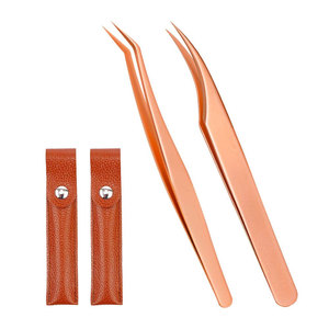 Pince à cils en acier inoxydable antistatique à pointe fine de précision pour greffe de cils, faible MOQ, en promotion - Product Image 1