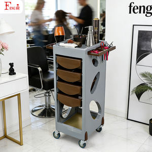 Carrito de Peluquería Profesional W-x222 Gris Café con Bandejas Extraíbles Ocultas y 4 Cajones para Estilistas, Directo de Fábrica - Product Image 4