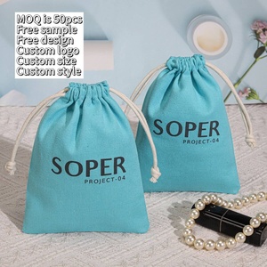 Sac de rangement en toile solide imprimé avec logo personnalisé pour cosmétiques, maquillage, soins de la peau, avec cordon de serrage, pour cadeaux, bougies, parfums, emballage, pochette anti-poussière en coton - Product Image 2