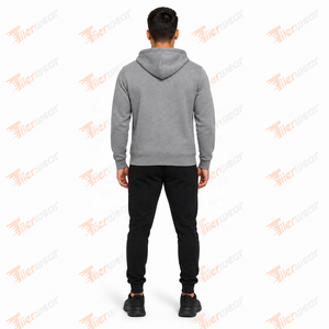 Sweat à capuche zippé gris pour homme, imprimé « No Risk No Story », coupe classique, en molleton de coton, pour l'automne - Product Image 4