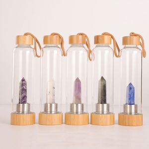 ขวดน้ำแก้วใส่คริสตัลรักษ์โลก ขวดน้ำเพชรพลอยธรรมชาติพร้อมคริสตัล - Product Image 4