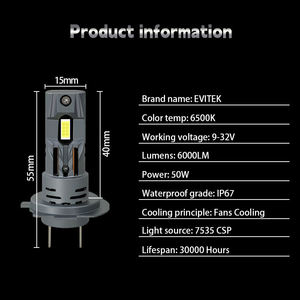 Faros Delanteros LED para Automóvil E4S, 50 W, 6000 lm, Súper Brillantes, H1, H3, 9006, H11, Bombillas LED para Automóvil, H7, H4 - Product Image 5