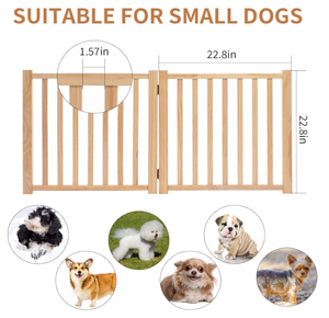 बेस्टसेलर फ्रीस्टैंडिंग लकड़ी कुत्ते गेट ओक लकड़ी पालतू जानवर के अंदर बाधा तह लकड़ी की सुरक्षा कुत्ते बाड़ - Product Image 5