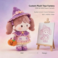 Jouets en peluche de sorcière d'Halloween mignons pour filles, vente en gros, animaux en peluche personnalisés, poupée sorcière violette en peluche