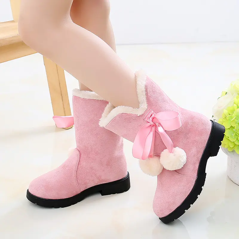 รองเท้าบูทสำหรับเด็กผู้หญิงขนแกะ2023ระบายอากาศได้ดีสำหรับฤดูหนาว