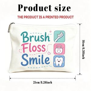 Trousse de Toilette Imprimée Dents et Brosse à Dents pour Maman, Filles, Amies, Ados – Cadeau Idéal pour Voyages, Anniversaires – Sac Cadeau pour Femmes - Product Image 1