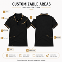 Polo de travail pour restaurant, 100% coton, logo personnalisé, noir et or, manches courtes, unisexe, pour serveurs et serveuses, personnel de restauration