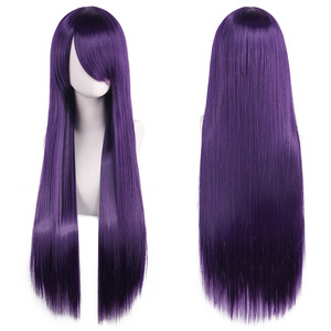 Perruque de cosplay polyvalente 80 cm, <span class=keywords><strong>cheveux</strong></span> synthétiques colorés résistants à la chaleur, fabriqués à la machine, longs et raides, pour costumes de demoiselle d'honneur ; unisexe - Product Image 2