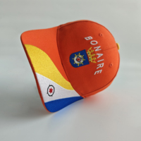 Casquette Souvenir Multicolore Brodé Orange Vif Bonaire – Casquette de Baseball Brodé pour Voyages en Île et Vacances à la Plage