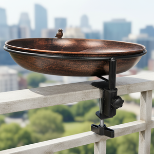 Outdoor Lightweight Deck Mounted <strong>Metal</strong> Garden <strong>Bird</strong> <strong>Bath</strong> with Adjustable Sturdy Steel Clamp - Product Image 4