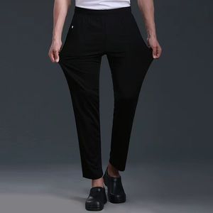 Pantaloni <span class=keywords><strong>da</strong></span> <span class=keywords><strong>Chef</strong></span> Elasticizzati a Vita Elastica per Uomo, 100% Poliestere, Taglie Forti, Neri, Gamba Dritta, Uniformi per Personale di Ristorazione - Product Image 3