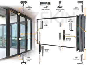 맞춤형 베란다 외부용 아코디언 이중 접이식 유리 도어, 태풍 방지 프로젝트 엔지니어링 맞춤 제작 알루미늄 폴딩 도어 - Product Image 4