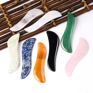 S forma di quarzo rosa Gua sha bordo di cristallo di quarzo Jade strumento di massaggio blu macchia di pietra giallo diaspro per il corpo <span class=keywords><strong>terapia</strong></span> di massaggio - Product Image 3