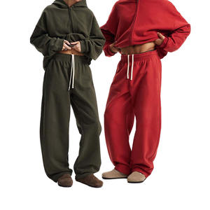 Pantalon de sport décontracté Y2K pour femme, coupe oversize ample, respirant, en molleton, taille élastique, jambe large, chaud, confortable, avec poches cargo plates, style Hip Hop - Product Image 1