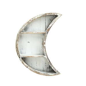 Étagère murale rustique vintage à trois niveaux, durable, ronde, pour la présentation de décorations lune, étagère en bois Wiccan - Product Image 1