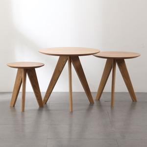 Modern Beistelltisch Home Use Living Room Furniture Wabi-sabi Nordic <strong>Small</strong> Round Oak Legs <strong>White</strong> MDF Top Wood <strong>Side</strong> Coffee <strong>Table</strong> - Product Image 3