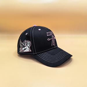 Gorra de Béisbol Snapback Lucky 7 <span class=keywords><strong>Lovers</strong></span>, Bordado Rosa, Algodón, Seis Paneles Estructurados, Negra, Estilo Y2K, Gorra Moderna al por Mayor - Product Image 1