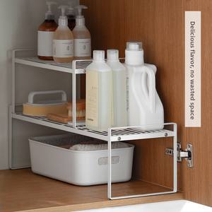 Étagère de rangement pour serviettes en acier inoxydable à double niveau, de type sur pied, étanche, compatible avec les éviers, pour la cuisine et la maison - Product Image 2