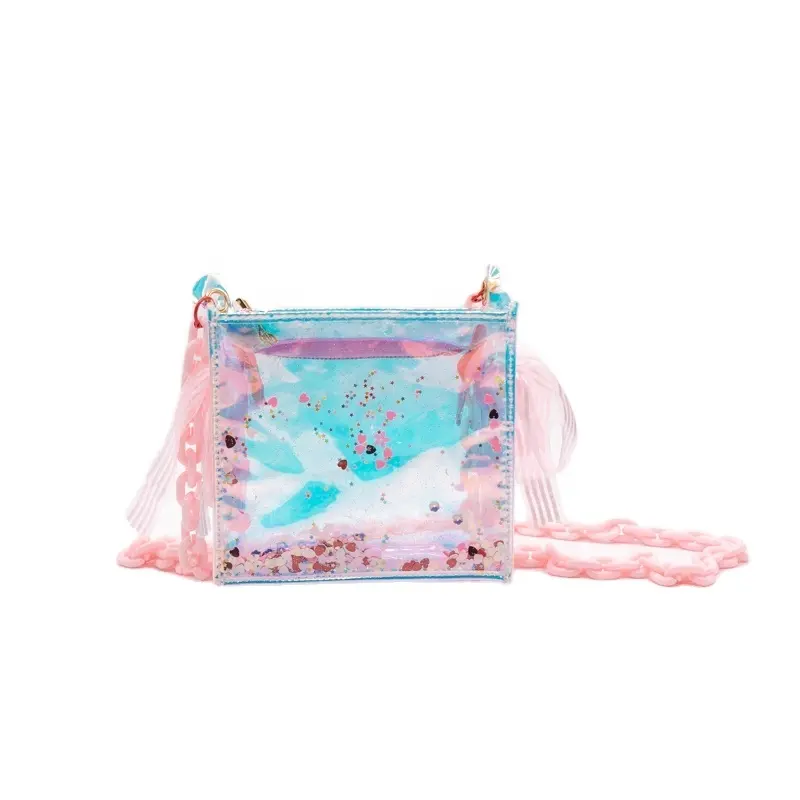 Colorful Small glitter paillette transparent clear pvc Shoulder bag