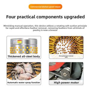 HELAXEN TM-HL Commerciële Plukmachine voor Pluimvee, Handmatige Reiniging, 1500W, 220-240V, voor het verwijderen van veren van kip/eend/gans - Product Image 4