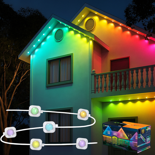 DIY Installation pixel Led Rgbic Waterproof Outdoor Lighting Christmas String Lights Decoration for Architectural Lighting
