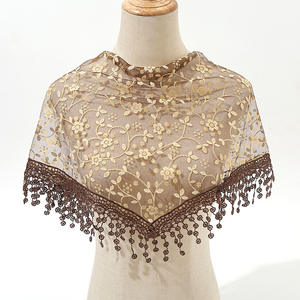 Bufanda de encaje para mujer, pañuelo triangular con borlas, pañuelos florales transparentes, chal de oración para iglesia, mantilla española, bufanda de encaje para mujer - Product Image 3