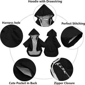 כלב עמיד למים רגליים מעיל רגליים קטנות/בינוני גזעי פוליאסטר קיץ כל המעיל zip הסגר אחסון בכיס רותמת חור-שחור מ' - Product Image 5