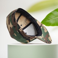 Casquette ajustée camouflage Woodland 6 panneaux en coton, dos fermé, structurée, unisexe, à visière plate, vente en gros, directement de l'usine