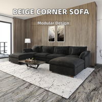 Ensemble de canapés d'angle personnalisés en tissu beige noir pour le salon et les meubles d'appartement