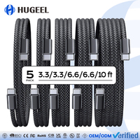 Cable USB-A a Tipo-C de 65W de Fábrica HUGEEL, Cargadores de Nailon con Carga Rápida PD100W 3.3/6.6/10f para Teléfono, Laptop, Tablet, Kit de Cable USB-C
