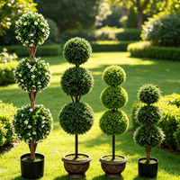 En gros, Arbre topiaire artificiel à trois sphères en pot, en buis synthétique, pour extérieur, jardin, patio, villa, remise de diplôme