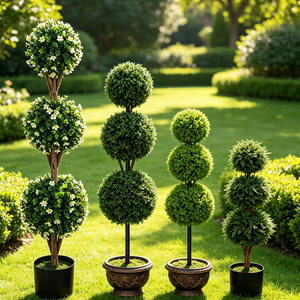 Groothandel Kunstmatige Drievoudige Bolvormige Topiary Boom in <span class=keywords><strong>Pot</strong></span> Kunstmatige Buxus Drie Bolvormige Plant Buiten Tuin Patio Villa Afstuderen - Product Image 1