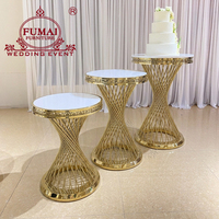 Support de table rond en acier inoxydable doré pour la décoration de gâteaux de mariage